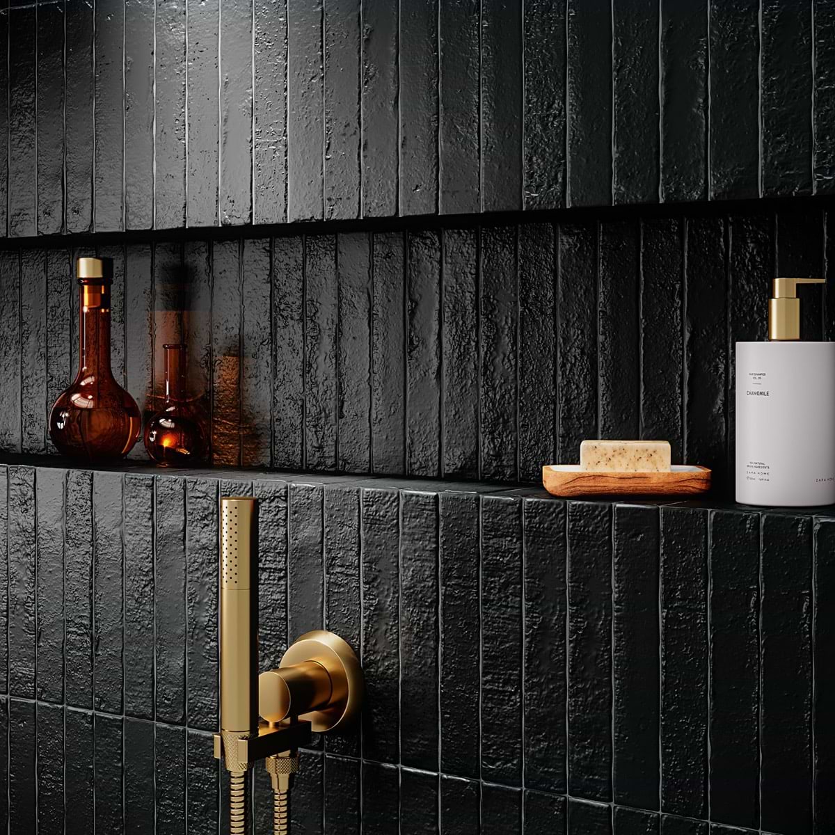 Shop Sample-Artist Coal Black 1.5x9 Matte Ceramic Tile