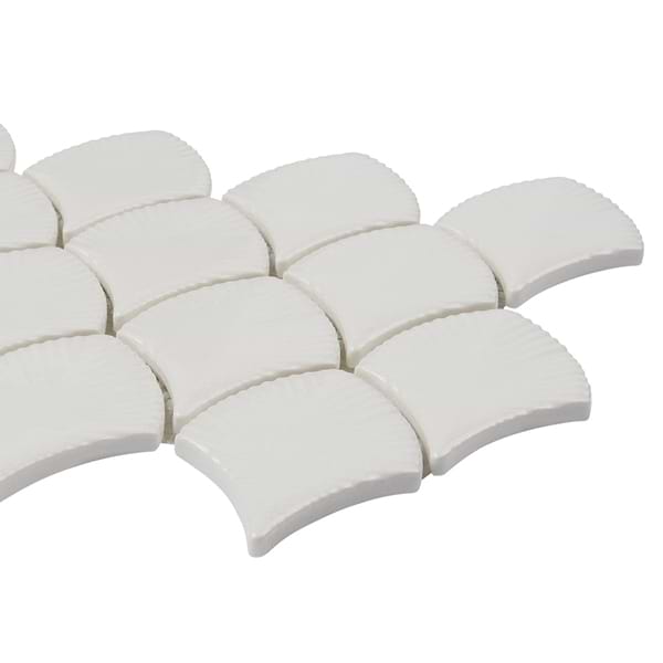 Baroque Mosaic Blanco White 3x4" Fan Polished Mosaic
