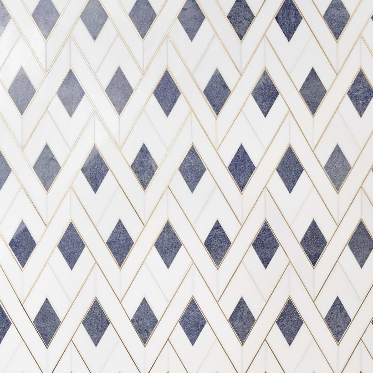 Fontane Azul - White Thassos, Blue Macauba, & Brass 