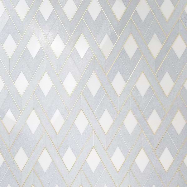 Fontane Celeste - White Thassos- Blue Celeste- & Brass Polished Marble + Brass