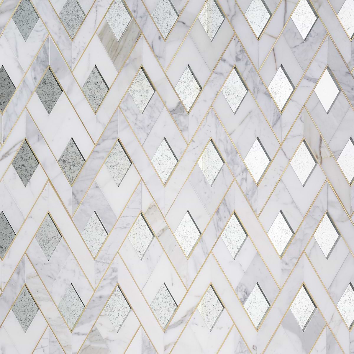 Fontane Mirror - Calacatta, Antique Mirror, & Brass 