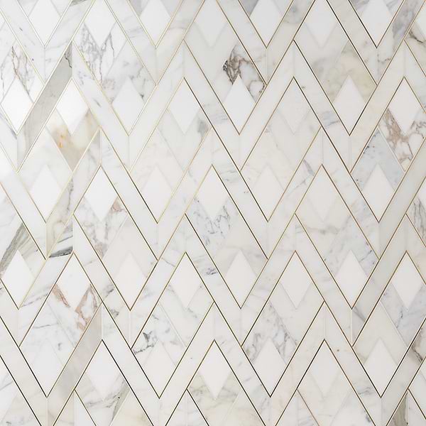 Fontane Bianco - White Thassos- Calacatta- & Brass Polished Marble + Brass