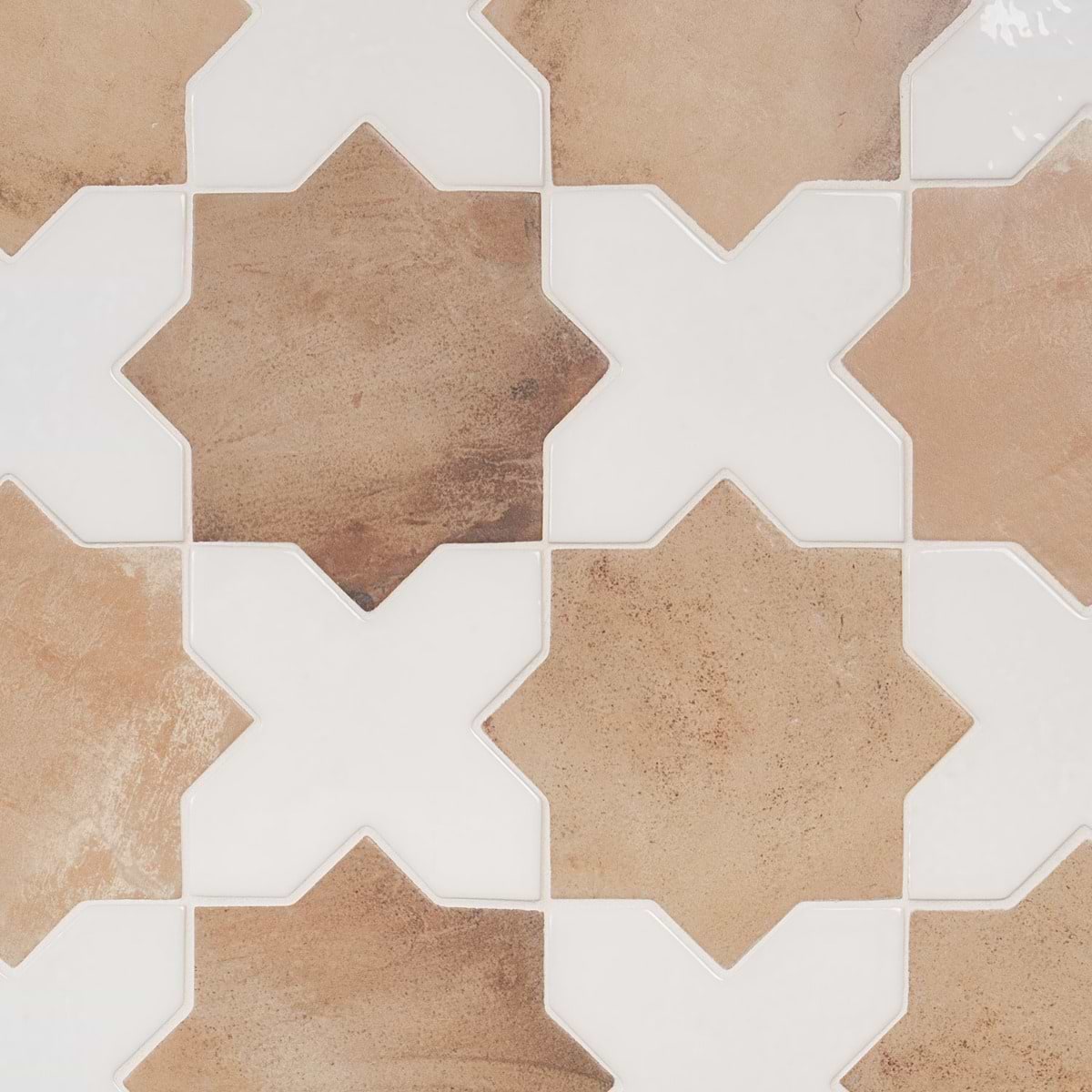 Malta Cotto Brown Matte Star and White Polished Cross 6" 