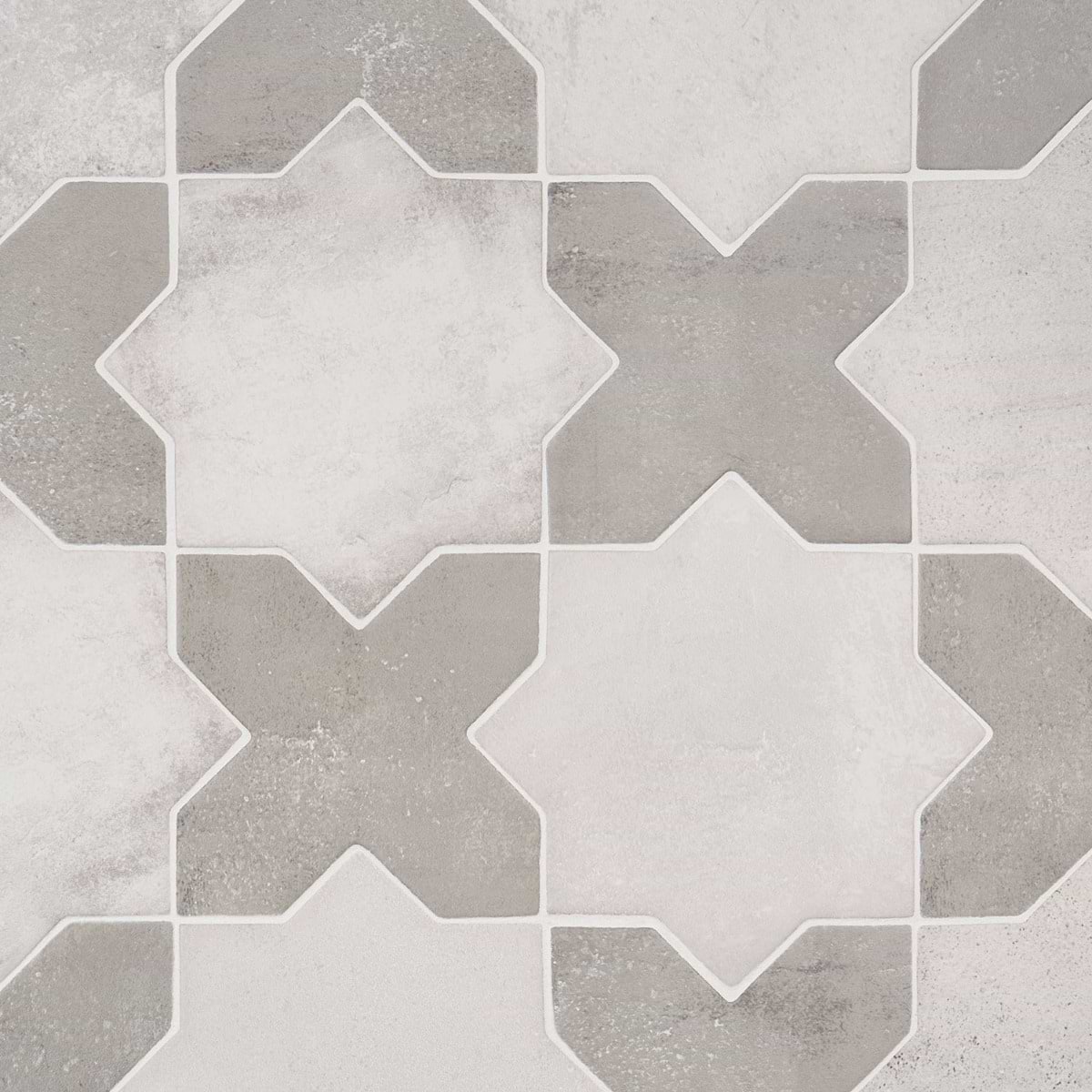Malta White Matte Star and Dove Gray Matte Cross 6" 