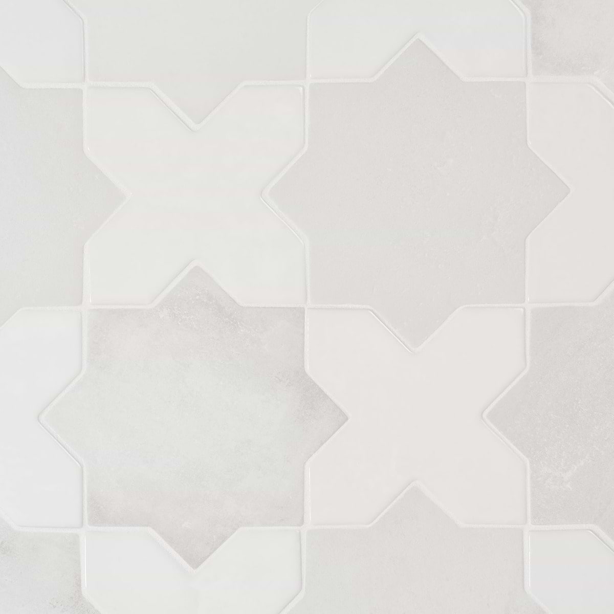 Malta White Matte Star and White Polished Cross 6" 