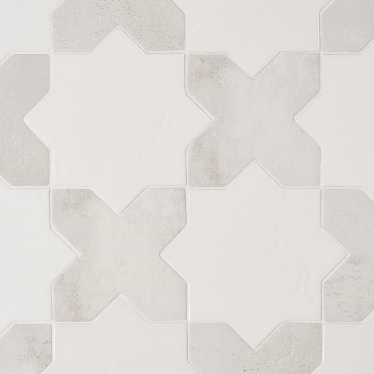 Malta White Polished Star and White Matte Cross 6" 