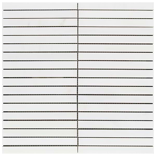 Bianco Dolomite White 1x6 Stacked Premium Honed Marble Mosaic Tile