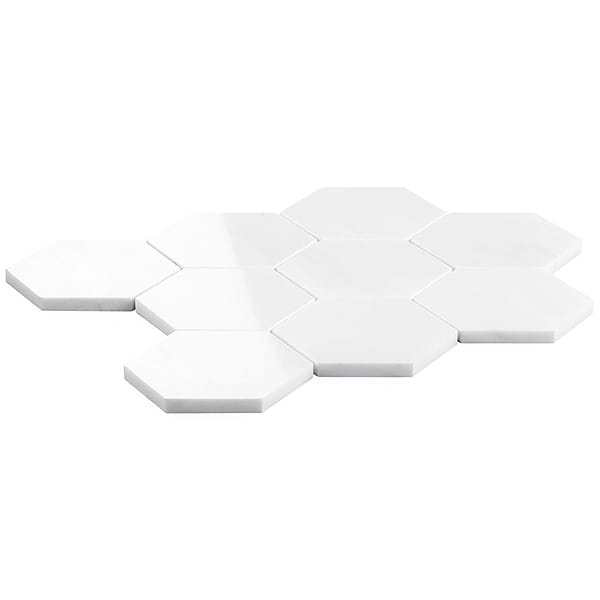 Bianco Dolomite White 4" Hexagon Premium Polished Marble Mosaic Tile