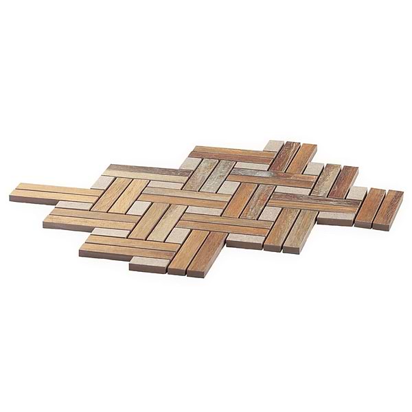 Finity Herringbone Birch Matte Porcelain Wood Look Mosaic Tile