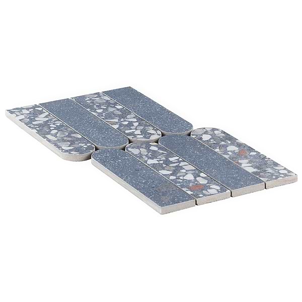 Kado Fin Ocean Blue 2x8 Terrazzo Look Matte Porcelain Mosaic Tile