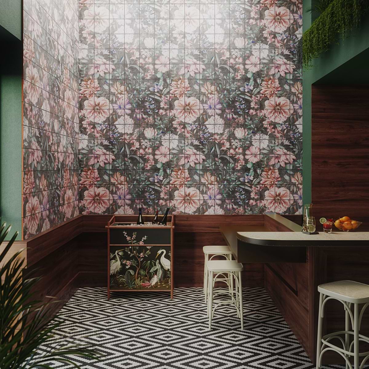 Shop Angela Harris Florista Garden Pink Mural 8x8 | SohoStudioCorp.com