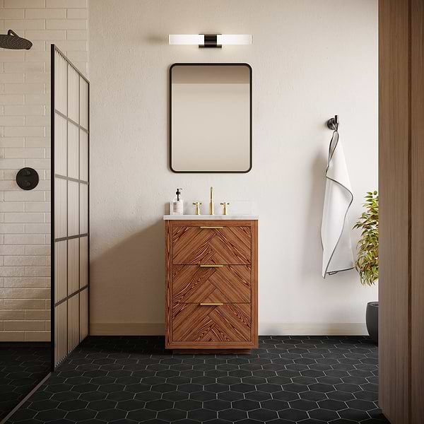 Marilyn Woodgrain 24" Single Vanity with Carrara Marble Top