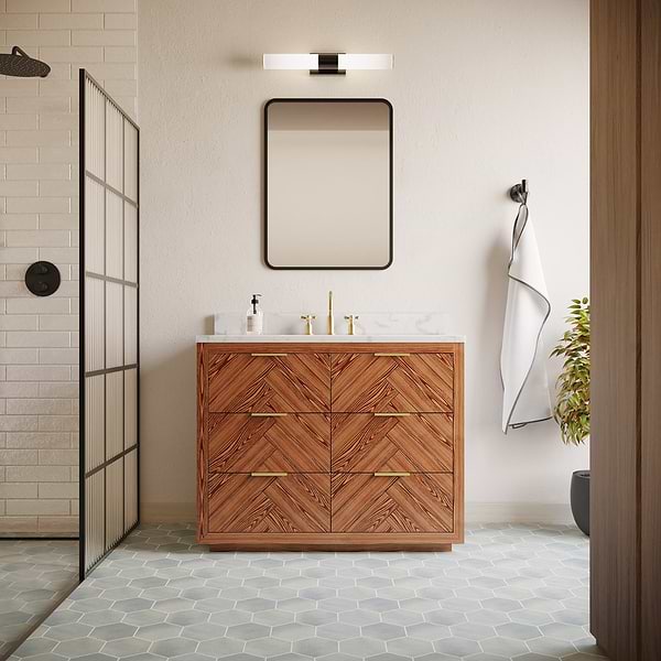 Marilyn Woodgrain 48" Single Vanity with Pure White Quartz Top