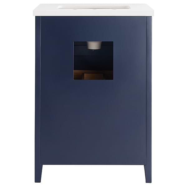 Iconic Navy and Gold 24" Single Vanity with Pure White Quartz Top