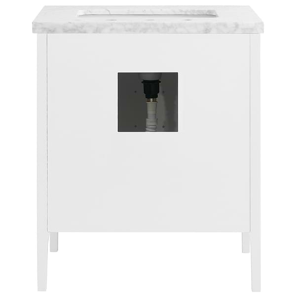 Province White and Silver 30" Single Vanity with Carrara Marble Top
