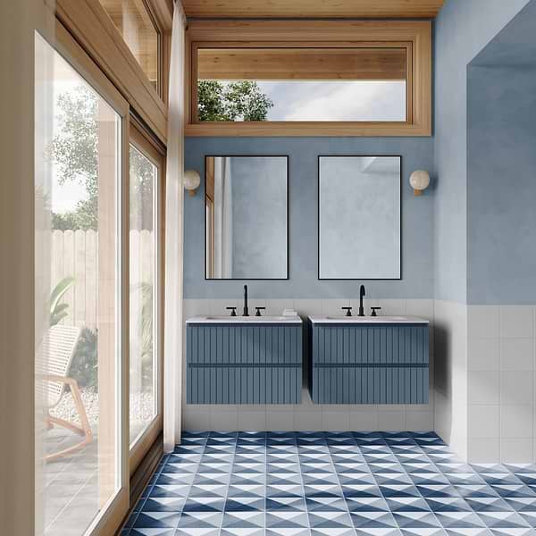 Adeline Denim Blue 30" Single Vanity with Integrated Solid Surface Top