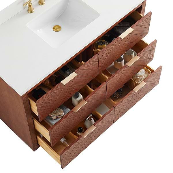 Marilyn Woodgrain 48" Single Vanity with Pure White Quartz Top