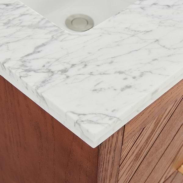 Marilyn Woodgrain 24" Single Vanity with Carrara Marble Top