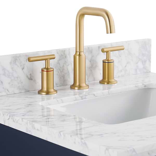Iconic Navy and Gold 24" Single Vanity with Carrara Marble Top