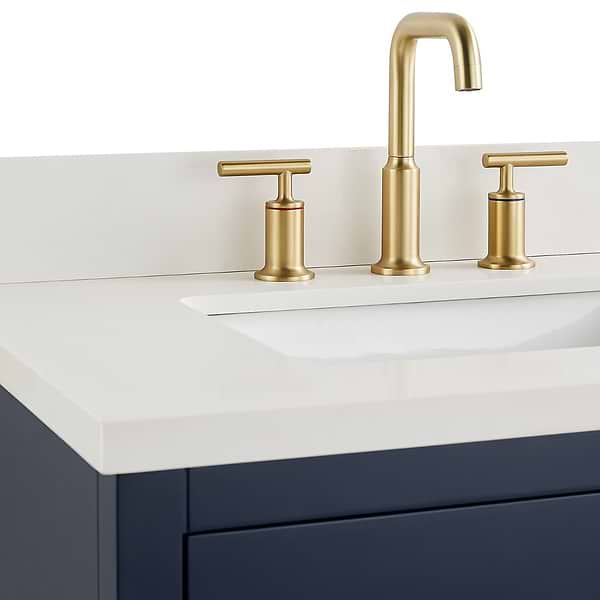 Iconic Navy and Gold 30" Single Vanity with Pure White Quartz Top