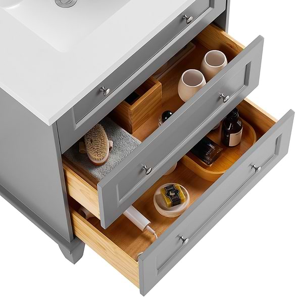 Close Out - Nora Gray 30" Single Vanity with Pure White Quartz Top