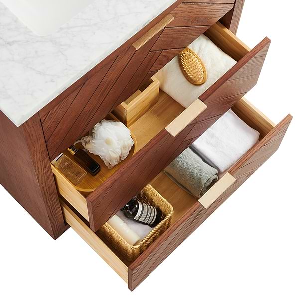 Marilyn Woodgrain 24" Single Vanity with Carrara Marble Top