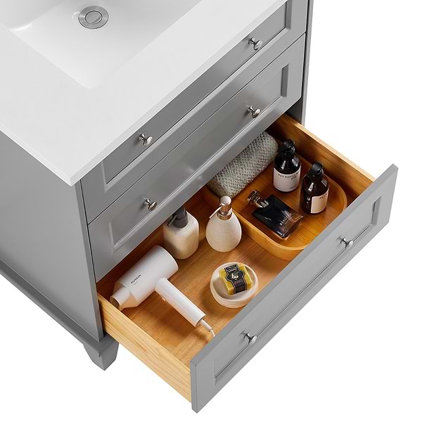 Close Out - Nora Gray 30" Single Vanity with Pure White Quartz Top