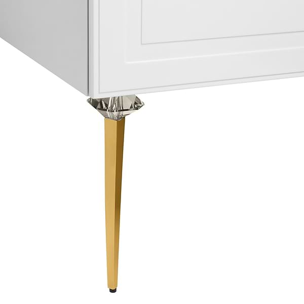 Alma White 42" Vanity with Gold Legs & Knobs with Integrated White Solid Surface Top