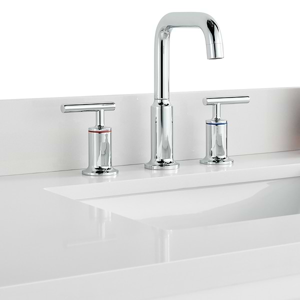 Bungalow White and Silver 36" Single Vanity with Pure White Quartz Top