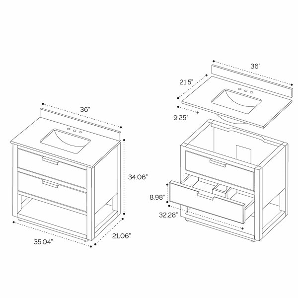 Close Out - Dayton Woodgrain 36" Single Vanity without Top