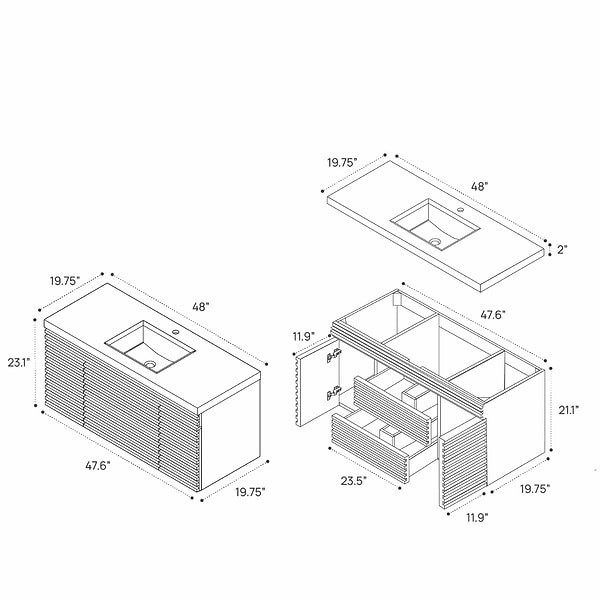 Gibson Dark Wood 48" Single Vanity without Top