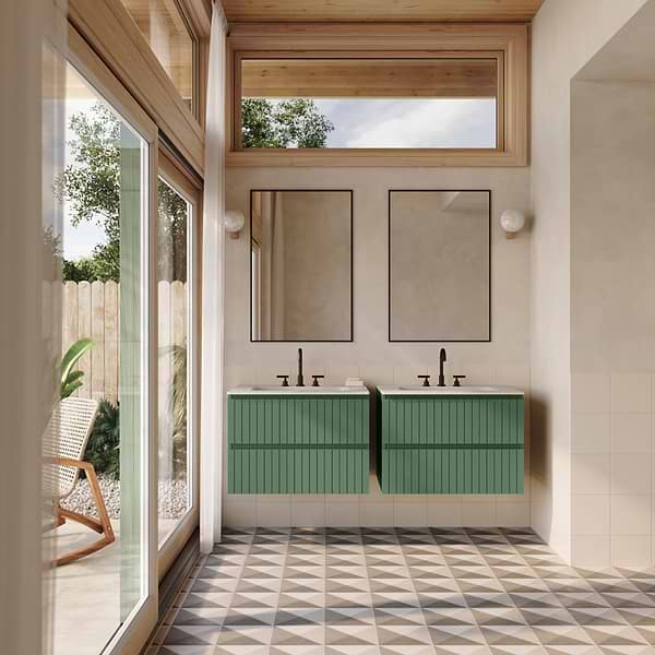 Adeline Forest Green 24" Single Vanity with Integrated Solid Surface Top