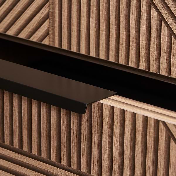 Close Out - Kora Geo Faux Fluted 32" Single Vanity with Integrated Black Ceramic Top & Black Handles