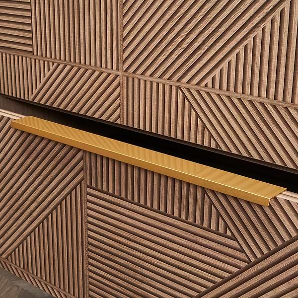 Close Out - Kora Geo Faux Fluted 32" Single Vanity with Integrated Black Ceramic Top & Gold Handles