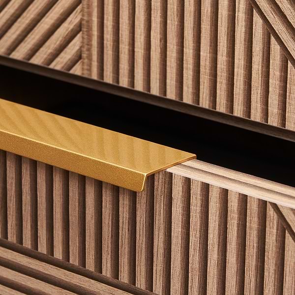 Close Out - Kora Geo Faux Fluted 32" Single Vanity with Integrated Black Ceramic Top & Gold Handles