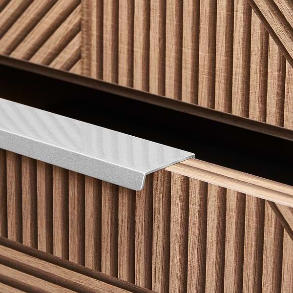 Close Out - Kora Geo Faux Fluted 40" Single Vanity with Silver Handles without Top