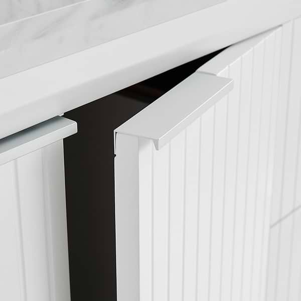 Bungalow White and Silver 36" Single Vanity with Carrara Marble Top