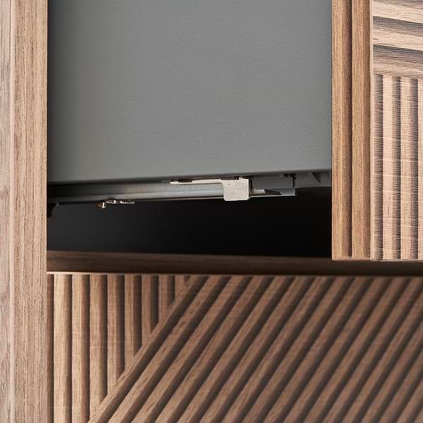 Close Out - Kora Geo Faux Fluted 32" Single Vanity with Integrated Black Ceramic Top & Gold Handles