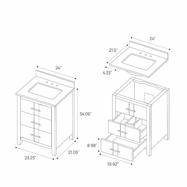 Iconic White and Silver 24" Single Vanity with Carrara Marble Top