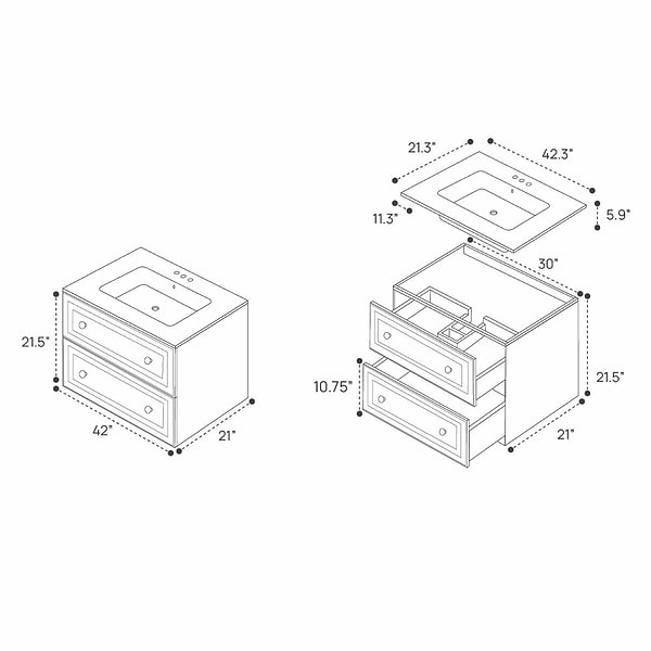 Alma Blue 42" Single Vanity without Top