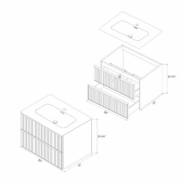 Astor Black 30" Single Vanity without Top