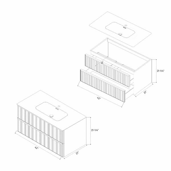 Astor Pearl 42" Single Vanity with Integrated White Solid SurfaceTop