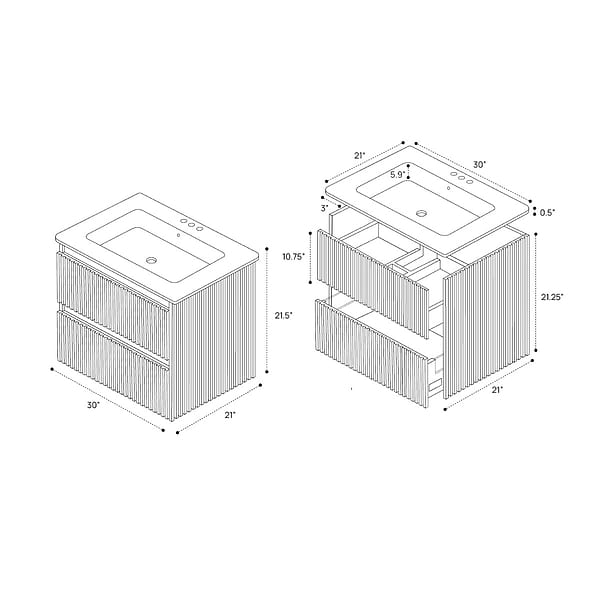 Linear Taupe 30" Single Vanity without Top