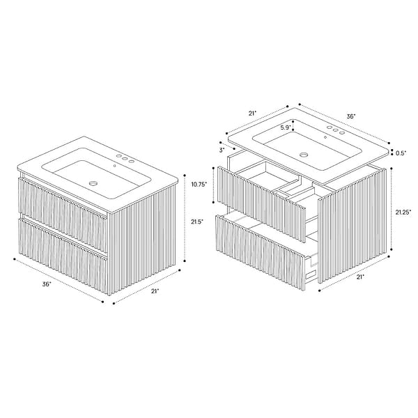 Linear Black 36" Single Vanity without Top