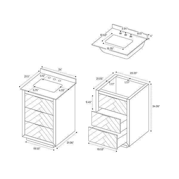 Marilyn Woodgrain 24" Single Vanity with Carrara Marble Top
