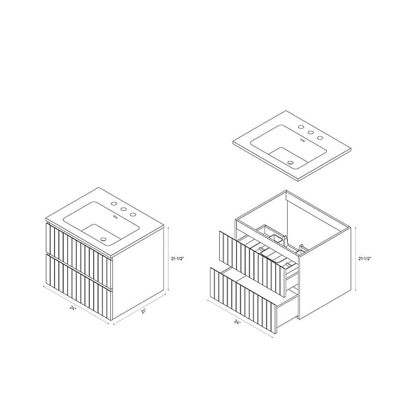 Adeline Forest Green 24" Single Vanity with Integrated Solid Surface Top