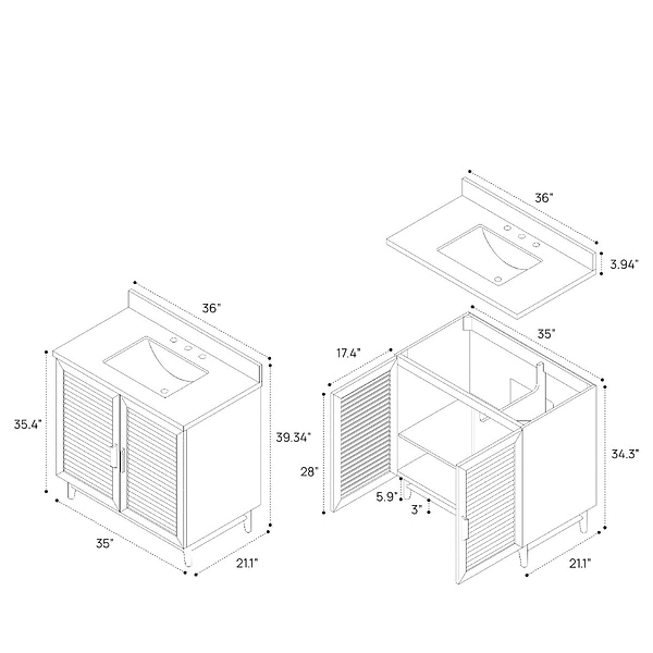 Close Out - Lowell Dark Walnut 36" Single Vanity with Pure White Quartz Top