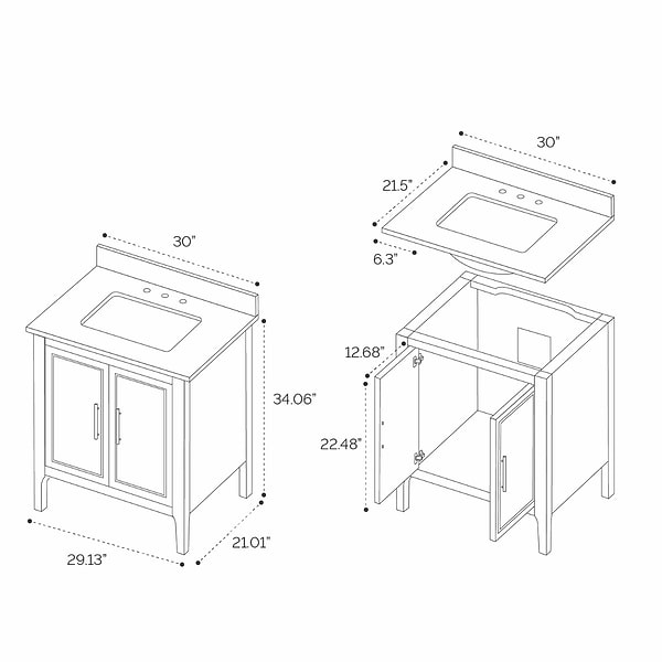 Province Navy and Gold 30" Single Vanity with Pure White Quartz Top
