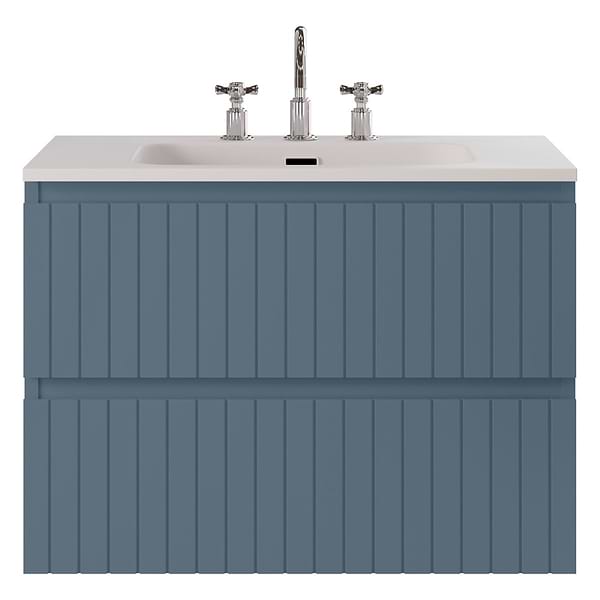 Adeline Denim Blue 30" Single Vanity with Integrated Solid Surface Top