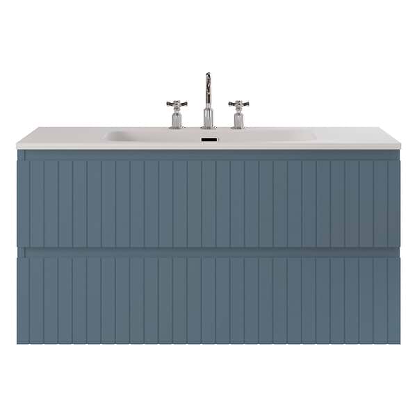 Adeline Denim Blue 42" Single Vanity with Integrated Solid Surface Top